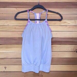 ivivva Lululemon Layer Athletic Tank Top Girls 10 Gray Purple Racerback Workout